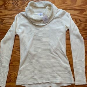 NWT Calvin Klein XS Ivory light weight cowl neck sweater